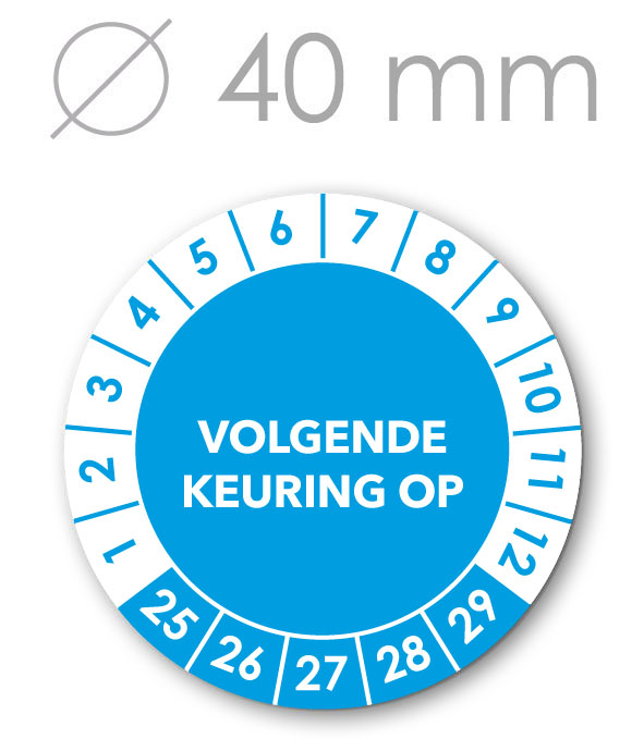 Volgende Keuring tot 5 jaargangen 40 mm BLAUW